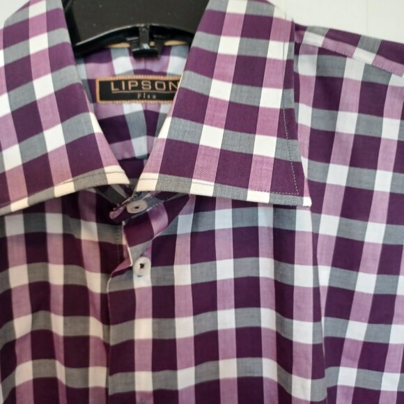 Jack Lipson Signature Shirt  Flip Cuff Paisley Plaid Eclectic Size: 16.5 - Picture 5 of 10